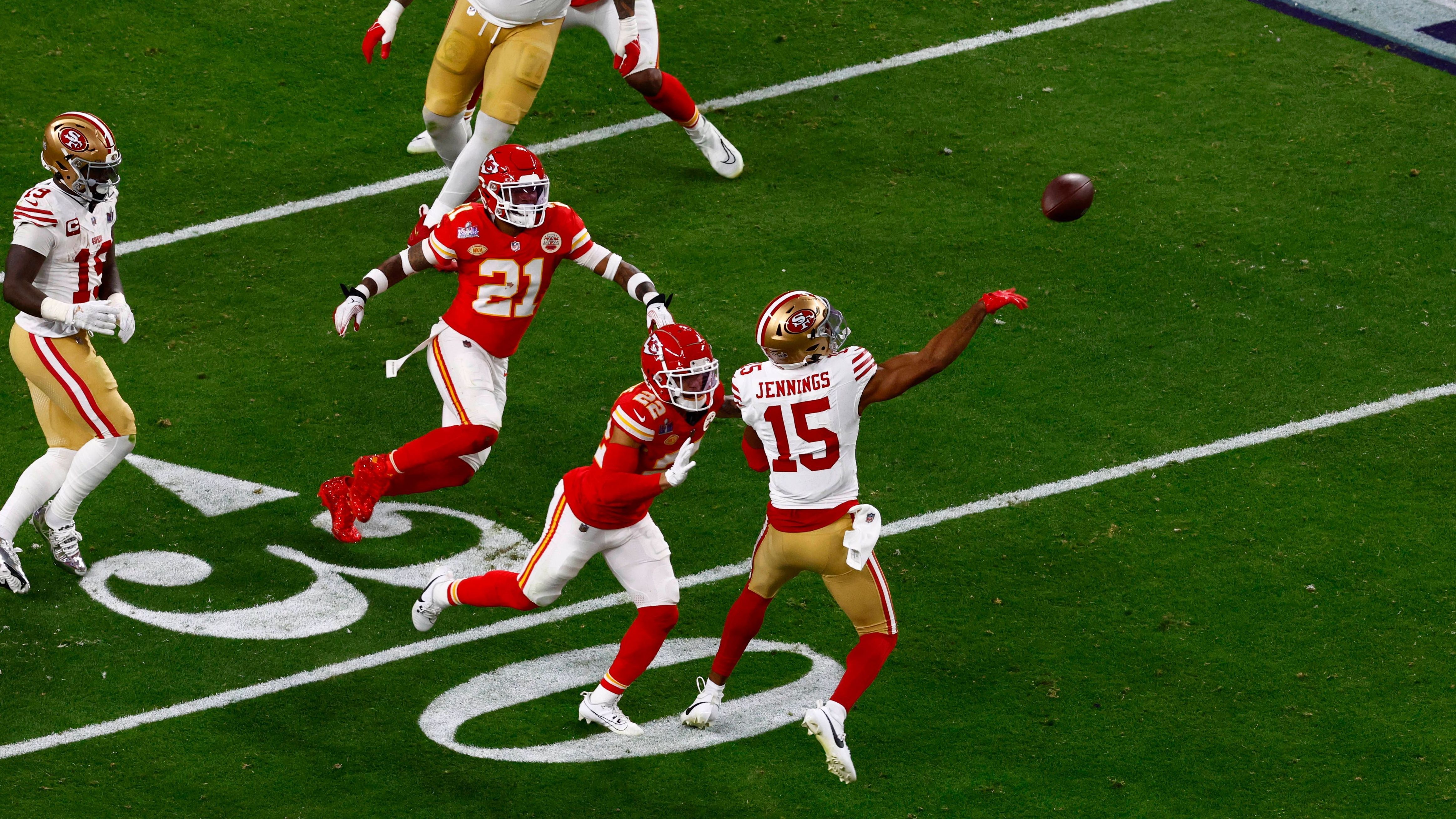 <strong>Jauan Jennings (San Francisco 49ers)</strong><br>Position: Wide Receiver<br>Jahr: 2024 (Super Bowl)<br>Gegner: Kansas City Chiefs