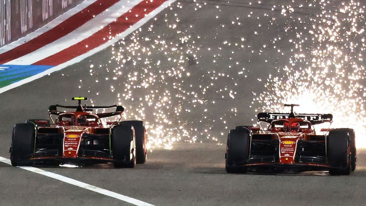 Carlos Sainz und sein Ferrari-Teamkollege Charles Leclerc beim Formel-1-Rennen in Bahrain 2024