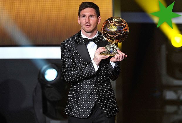 
                <strong>TOP: Pünktchen-Anzug 2013</strong><br>
                Dieser Anzug war spektakulär: Das wohl fragwürdigste Outfit trug Lionel Messi bei der Ballon d'Or-Verleihung 2013. Damals erschien der Barca-Stürmer im Anzug mit optischer Täuschung: Weiße Punkte auf schwarzen Grund und passender Fliege. 
              