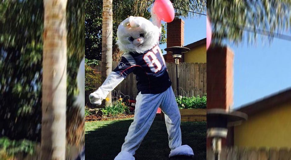 
                <strong>Rob Gronkowski als Osterhase</strong><br>
                Frohe Ostern von Rob Gronkowski! Der Tight End der New England Patriots wirft sich richtig in Schale und beweist, dass er nicht nur auf dem Footballfeld mit dem Ei umgehen kann. Aber mal ganz ehrlich: Wer kann so ein Kostüm tragen, wenn nicht "Gronk"?
              