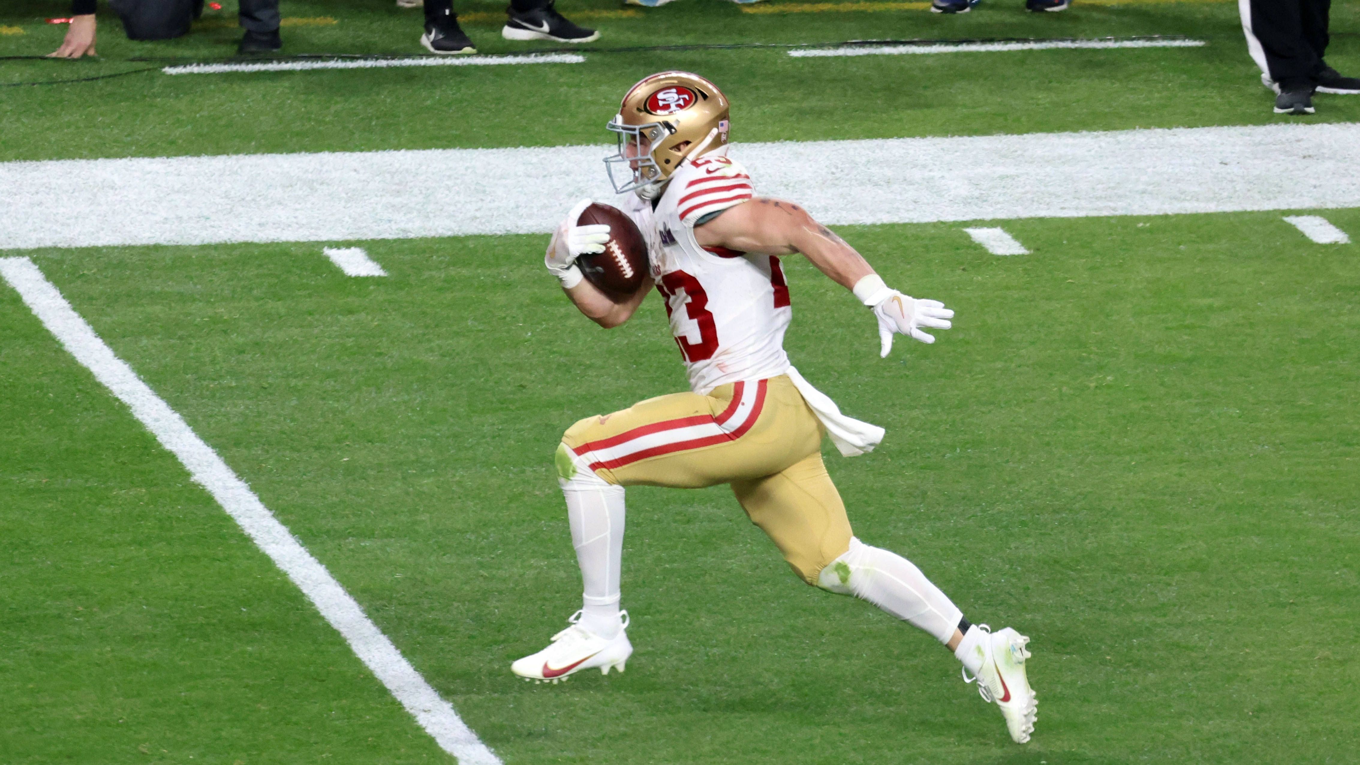 <strong>San Francisco 49ers</strong><br>Quarterback: Brock Purdy<br>Running Back: Christian McCaffrey<br>Wide Receiver: Brandon Aiyuk, Deebo Samuel, Jauan Jennings<br>Tight End: George Kittle