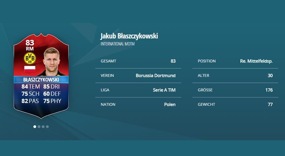 
                <strong>Jakub Blaszczykowski (Polen): Stärke 83</strong><br>
                Jakub Blaszczykowski (Polen): Stärke 83
              
