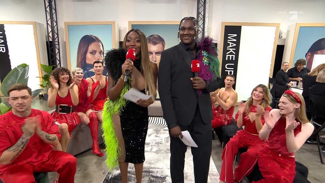 Lydwine und Marvin übernehmen die Backstage-Moderation im Finale von "Germany's Next Topmodel" 2024.