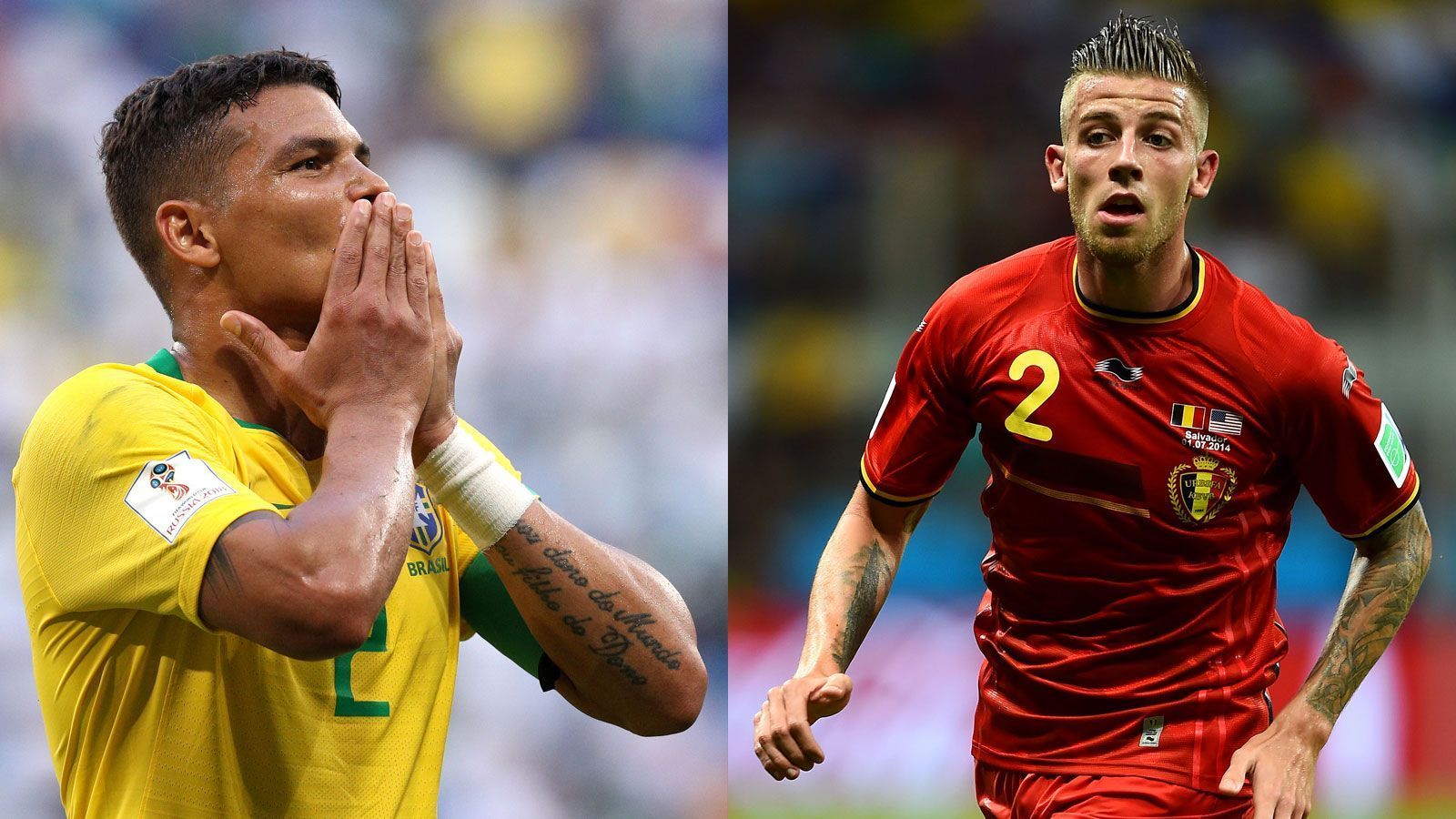 
                <strong>Innenverteidiger: Thiago Silva vs. Toby Alderweireld</strong><br>
                Thiago Silva spielt bisher ein tolles Turnier. Die defensive Zentrale ist dicht und als Anführer ist der Mann von Paris Saint-Germain unersetzlich für die Selecao. Traf auch schon gegen Serbien. Da kann Alderweireld nicht mithalten. Punkt für Thiago Silva.
              