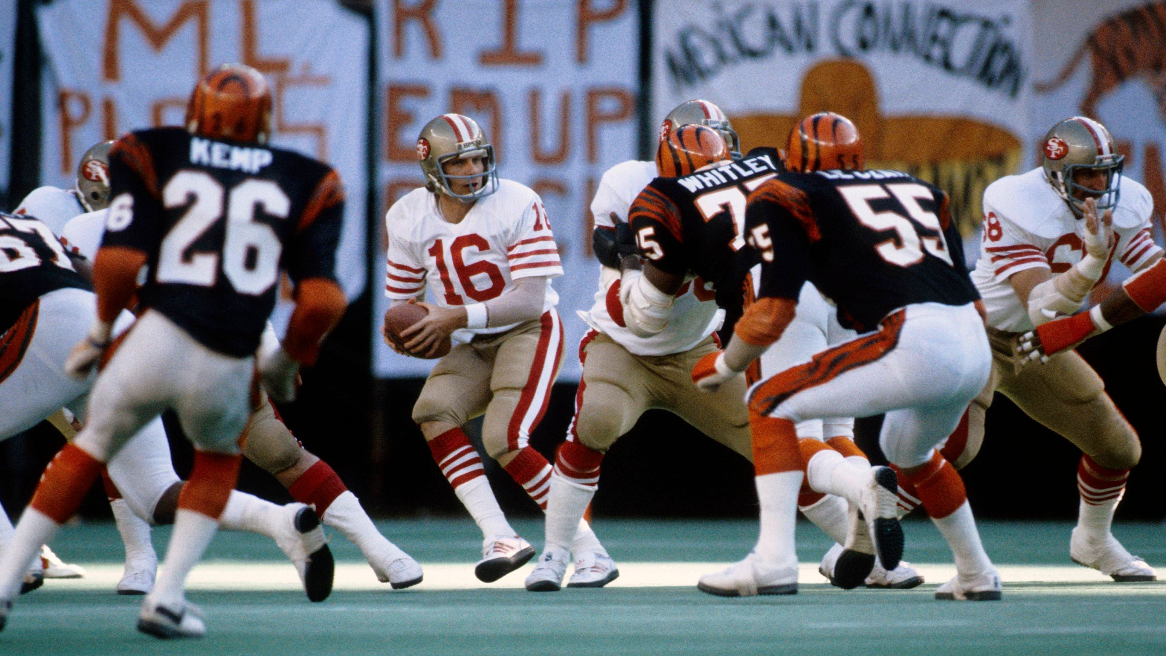 <strong>Platz 6: San Francisco 49ers von 1981 (Bilanz: 13-3, Super-Bowl-Champions, Head Coach: Bill Walsh)<br></strong>Mit Coach Bill Walsh, Quarterback Joe Montana , Safety Ronnie Lott und Defensive End Fred Dean sind gleich vier Akteure dieser Mannschaft in der Hall of Fame verteten.