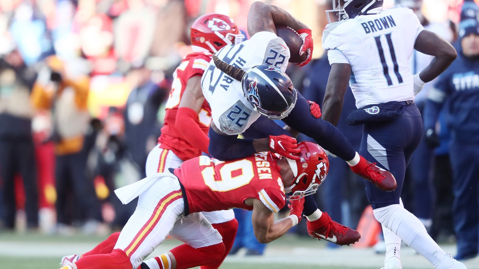 
                <strong>AFC Championship Game</strong><br>
                Titans-Star Derrick Henry konnte nicht so auftrumpfen, wie noch in den vorangegangenen Playoff-Runden gegen die New England Patriots und die Baltimore Ravens. 
              