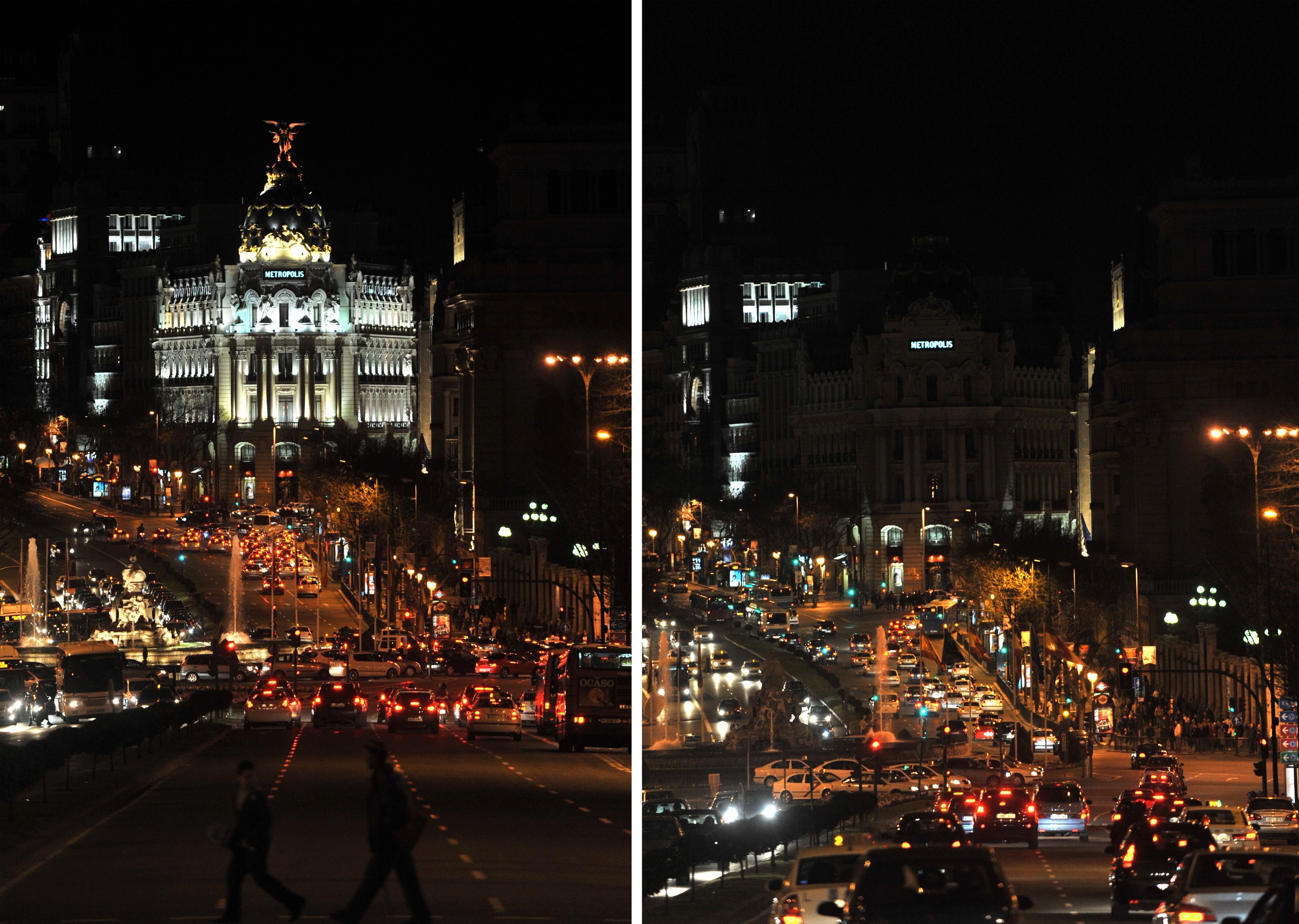 In Spaniens Hauptstadt Madrid wurden die Plaza de Oriente, die Almudena-Kathedrale, der Königspalast und viele andere Gebäude für eine Stunde verdunkelt