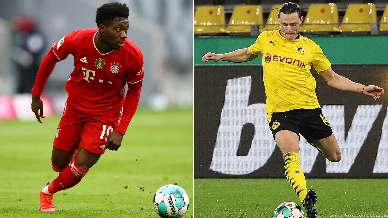 
                <strong>Linksverteidiger: Alphonso Davies vs. Nico Schulz</strong><br>
                Der Kanada-Youngster hing nach seinem furiosen Jahr in der Triple-Saison etwas durch, doch pünktlich zum deutschen Top-Duell scheint er wieder in Form zu kommen. Seine Geschwindigkeit ist nur schwer zu kontrollieren. Durch den Ausfall von Raphael Guerreiro rückt wohl Schulz auf die linke Defensivseite. Der deutsche Nationalspieler spielt eine wankelmütige Saison und strotzt nicht gerade vor Selbstvertrauen. Punkt für Davies, womit der FCB zum 2,5:2,5 kommt.
              