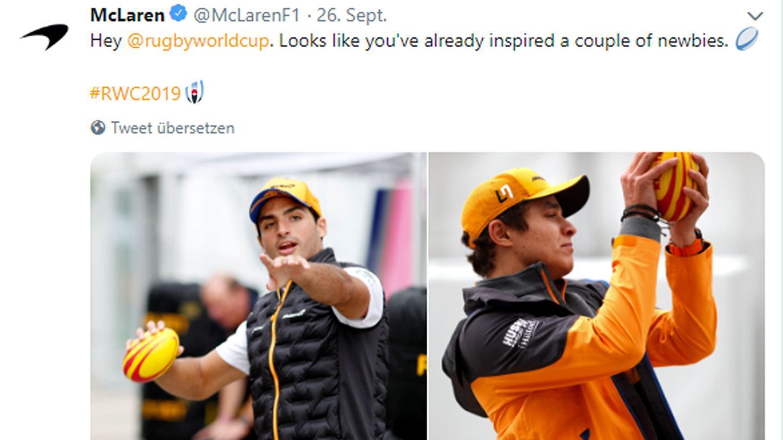 
                <strong>Lando Norris und Carlos Sainz</strong><br>
                Bekennende Fans: Die Formel-1-Fahrer Lando Norris und Carlos Sainz finden gefallen an dem Sport. Wann sie in den Kader berufen werden, ist noch nicht bekannt. 
              