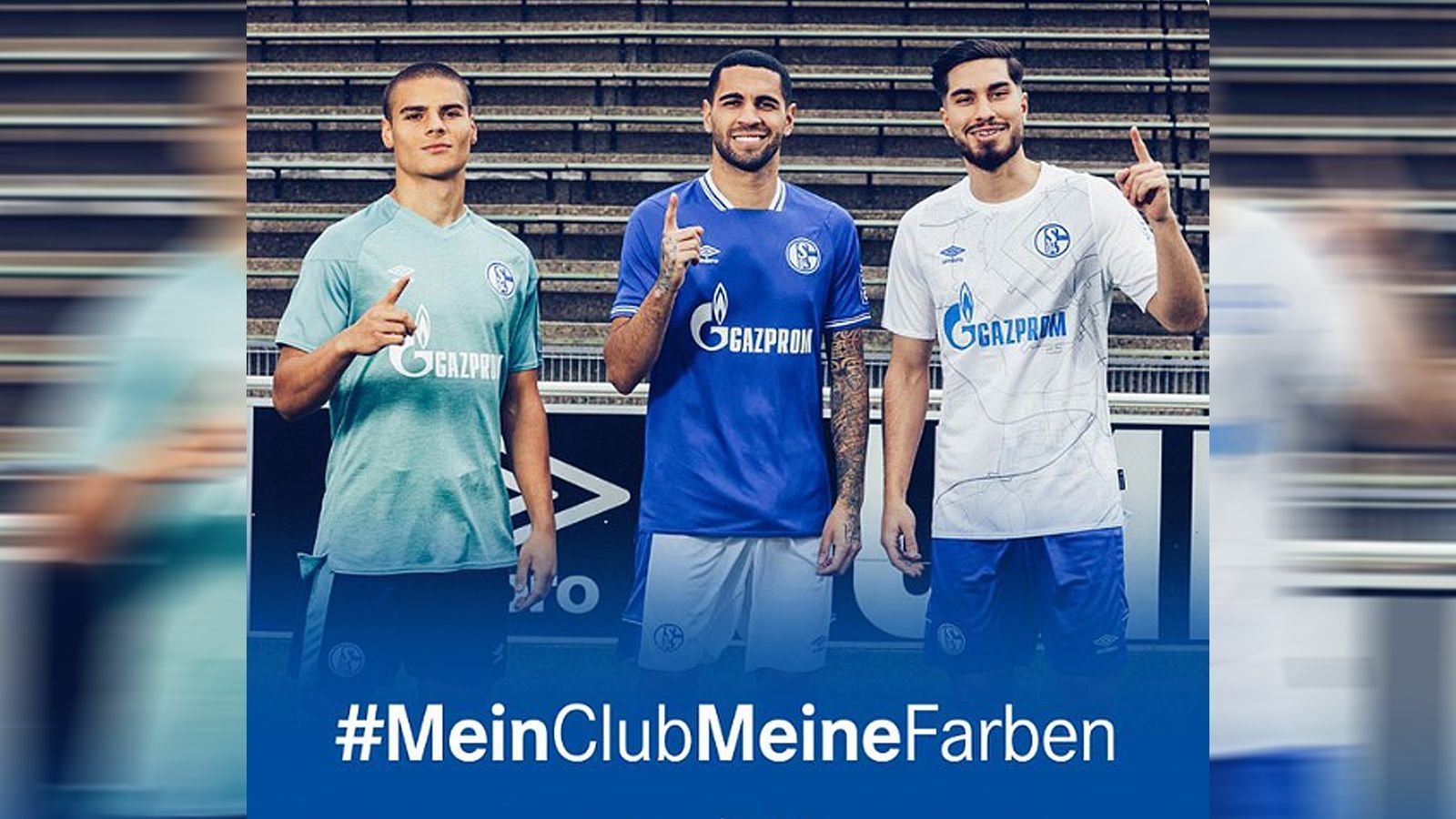 
                <strong>FC Schalke 04</strong><br>
                Der FC Schalke hat gleich alle drei Trikots für die Saison 2020/21 gleichzeitig präsentiert. Unter dem Motto "#MeinClubMeineFarben" laufen die Knappen in der kommenden Bundesliga-Saison auf. Zuhause wird es erneut ein traditionelles, königsblaues Trikot (Mi.) sein, auswärts hingegen werden die Schalker - wie schon in der Vorsaison - in weißen Trikots auflaufen. Die Auswärtskleidung (re.) besticht durch ein Print, das die Veltins-Arena im Stil eines Stadtplanes zeigt. Das S04-Ausweichtrikot von Ausrüster Umbro (li.) ist in der kommenden Spielzeit lindgrün. 
              