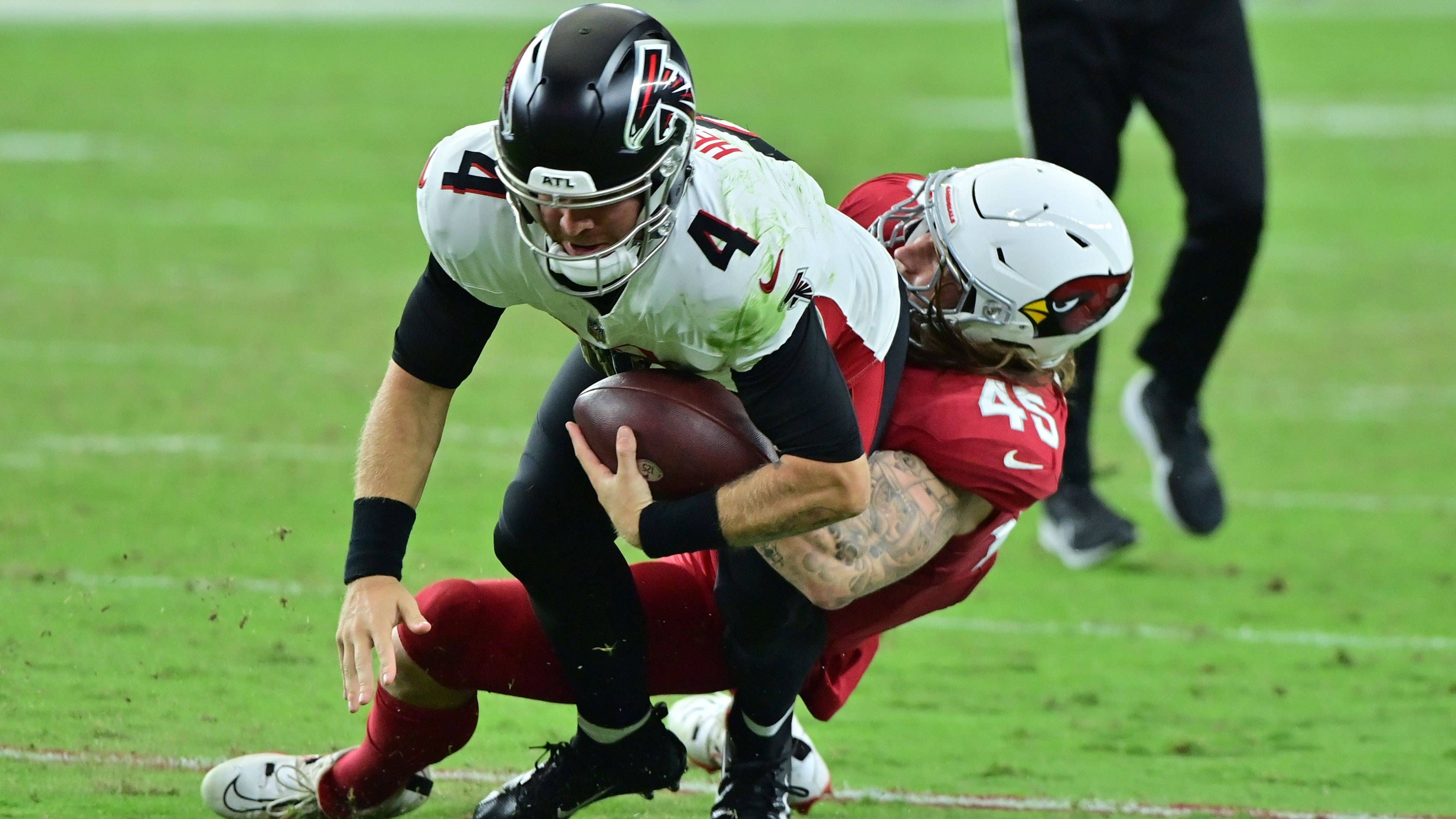 <strong>Platz 12 (geteilt): Atlanta Falcons</strong><br>Zugelassene Quarterback-Sacks 2023: 40