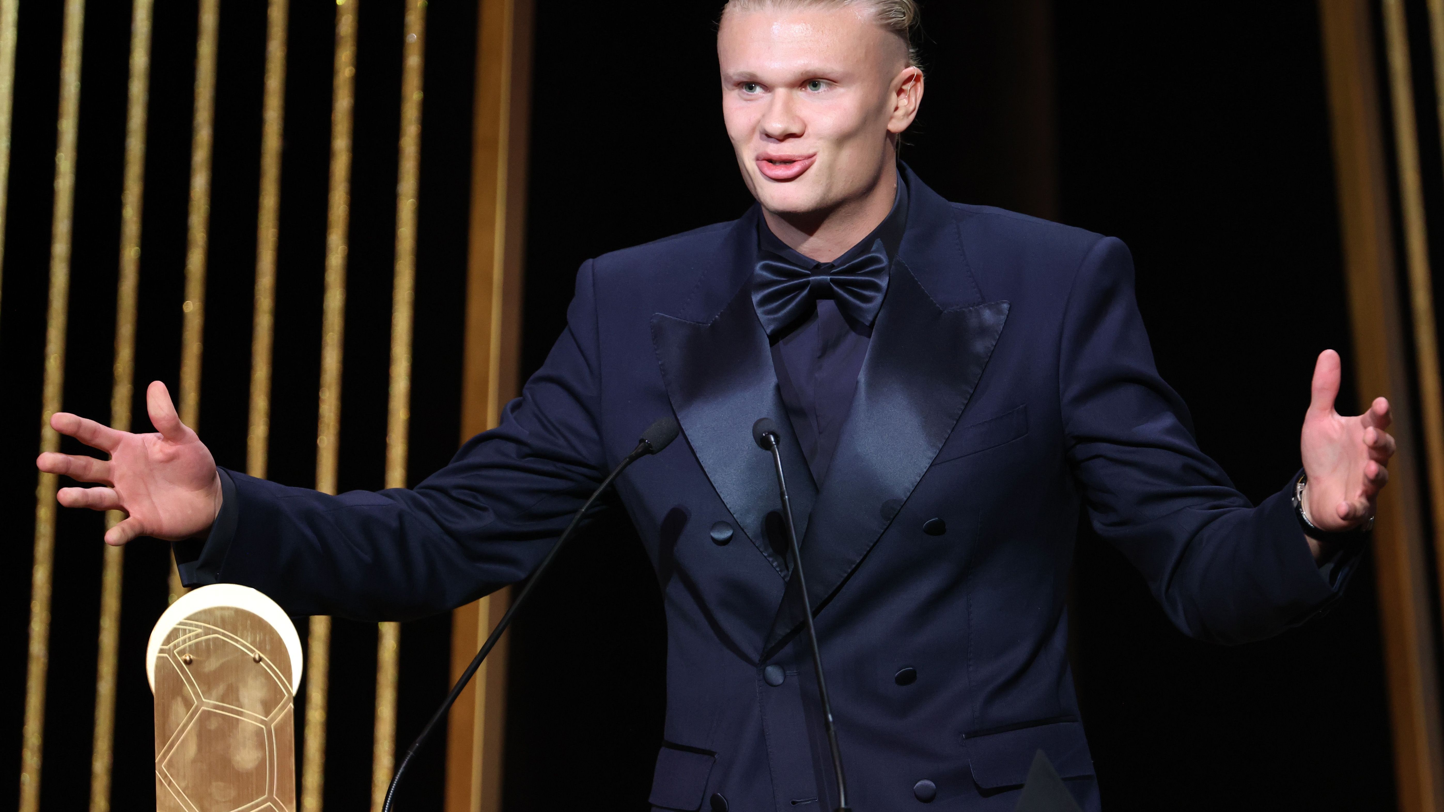 <strong>Men's Ballon d'Or: Weltfußballer</strong><br>Auf Platz zwei landete Erling Haaland vor Kylian Mbappe (Paris Saint-Germain).