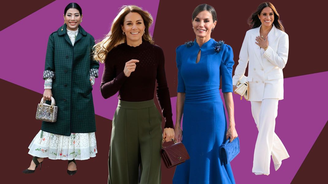 Stilikonen links nach rechts: Prinzessin Sirivannavari von Thailand, Prinzessin Kate, Königin Letizia und Herzogin Meghan