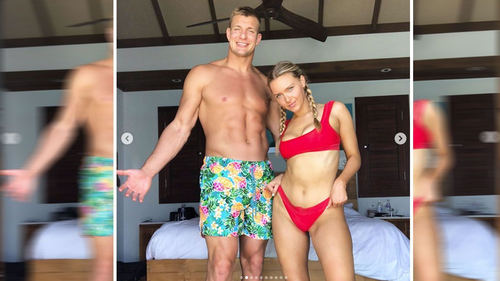 
                <strong>Camille Kostek</strong><br>
                Und wenn sie gerade nicht als Model arbeitet, verwöhnt sie ihre Follower auf Instagram mit Schnappschüssen aus ihrem Leben. Hin und wieder ist dann auch "Gronk" zu sehen.
              