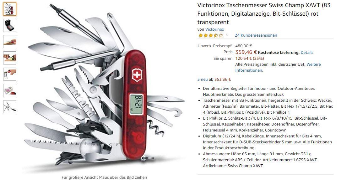 83 Funktionen vereint dieses Schweizer Taschenmesser - ein vielseitiger Begleiter ...