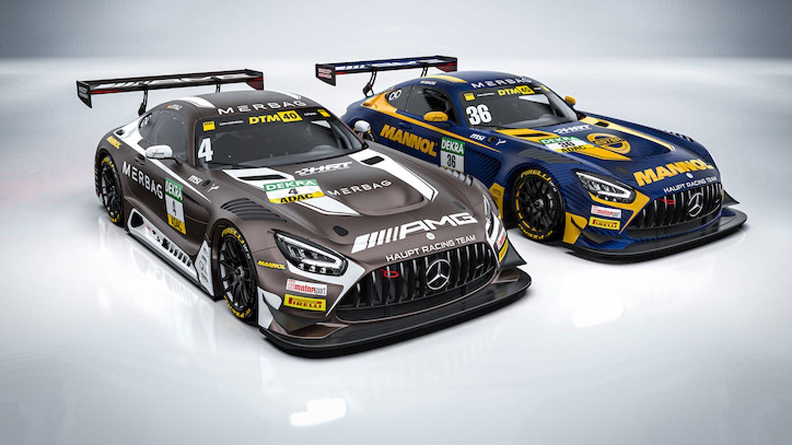 <strong>Haupt Racing Team</strong><br>Die Mercedes-AMG GT3s von Luca Stolz und Arjun Maini unterscheiden sich voneinander deutlich, während Maini seinem blau-gelben Design treu bleibt.
