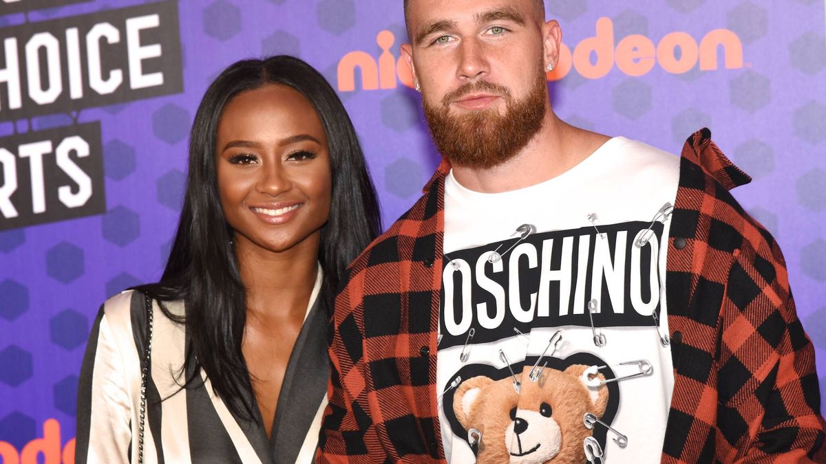 July 19, 2018, Santa Monica, California, USA: Travis Kelce and Kayla Nicole attends NickelodeonÃ¢â‚¬â ¢s KidsÃ¢â‚¬â ¢ Choice Sports 2018 hosted by Houston Chris Paul at The Barker Hanger on July 19...