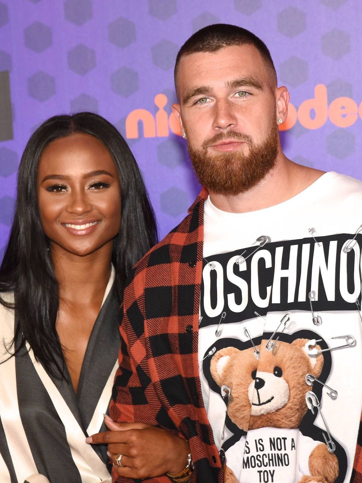 July 19, 2018, Santa Monica, California, USA: Travis Kelce and Kayla Nicole attends NickelodeonÃ¢â‚¬â ¢s KidsÃ¢â‚¬â ¢ Choice Sports 2018 hosted by Houston Chris Paul at The Barker Hanger on July 19...