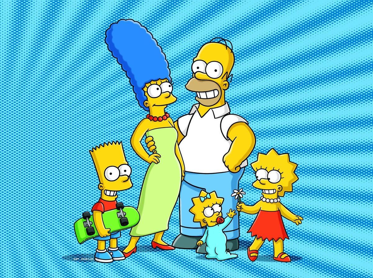 (23. Staffel) - Eine ganz besondere Familie: Maggie (vorne), Marge (2.v.l.), Homer (2.v.r.), Bart (l.) und Lisa Simpson (r.) ...