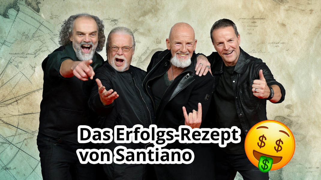 Seit 2011 gibt es die Band Santiano: Das sind (v.l.n.r) Hans-Timm Hinrichsen, Peter David Sage, Björn Both und Axel Stosberg. Es fehlt: Andreas Fahnert. Warum erfährst du in der Doku.