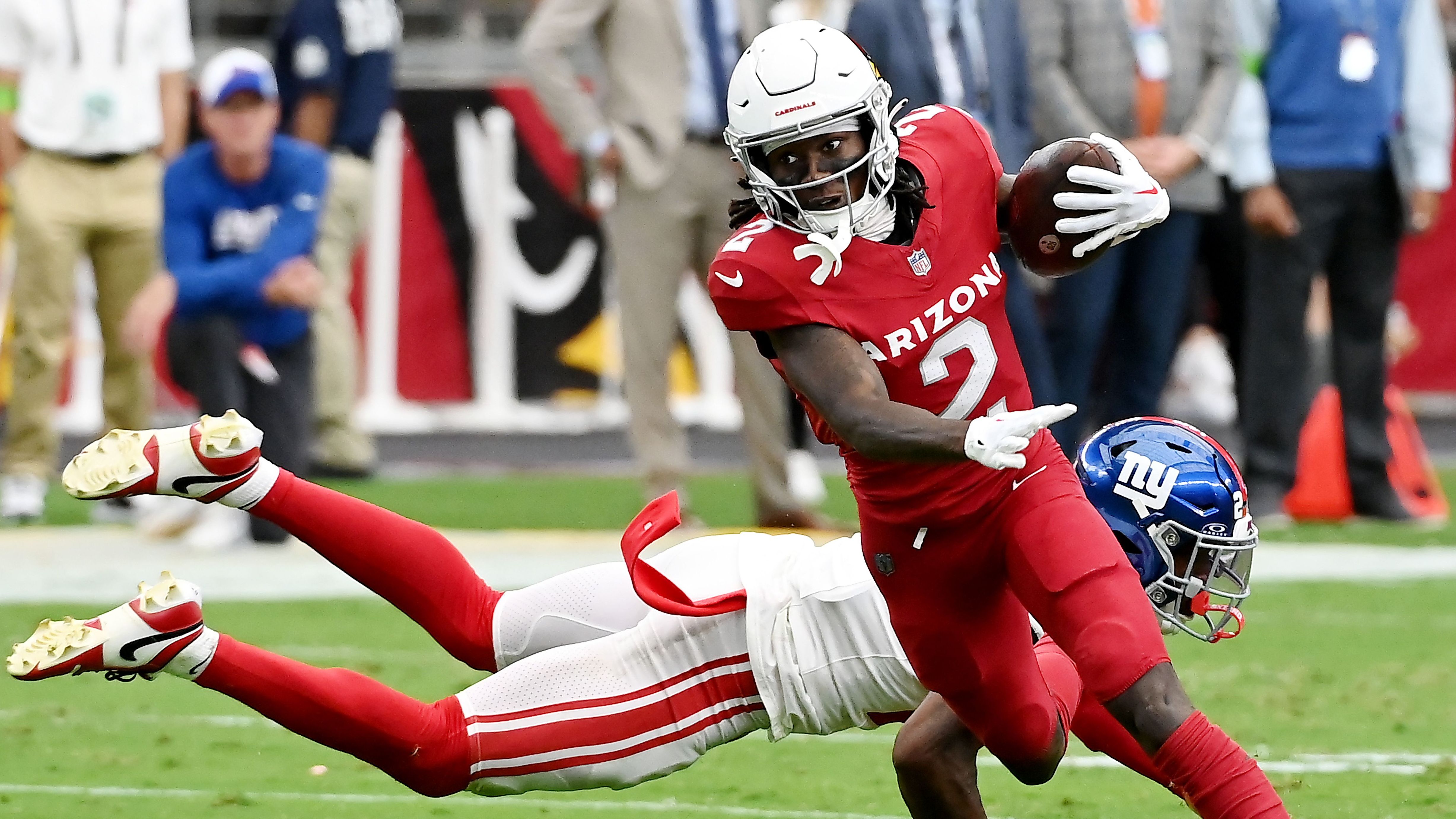 <strong>Platz 32: Arizona Cardinals</strong><br>Gefangene Yards: 1.078<br>Bester Receiver: Marquise Brown (574 Yards, 4 Touchdowns)<br>Quarterbacks: Kyler Murray (1.799 Yards, 10 Touchdowns, 8 Spiele), Joshua Dobbs (1.569 Yards, 8 Touchdowns, 8 Spiele)