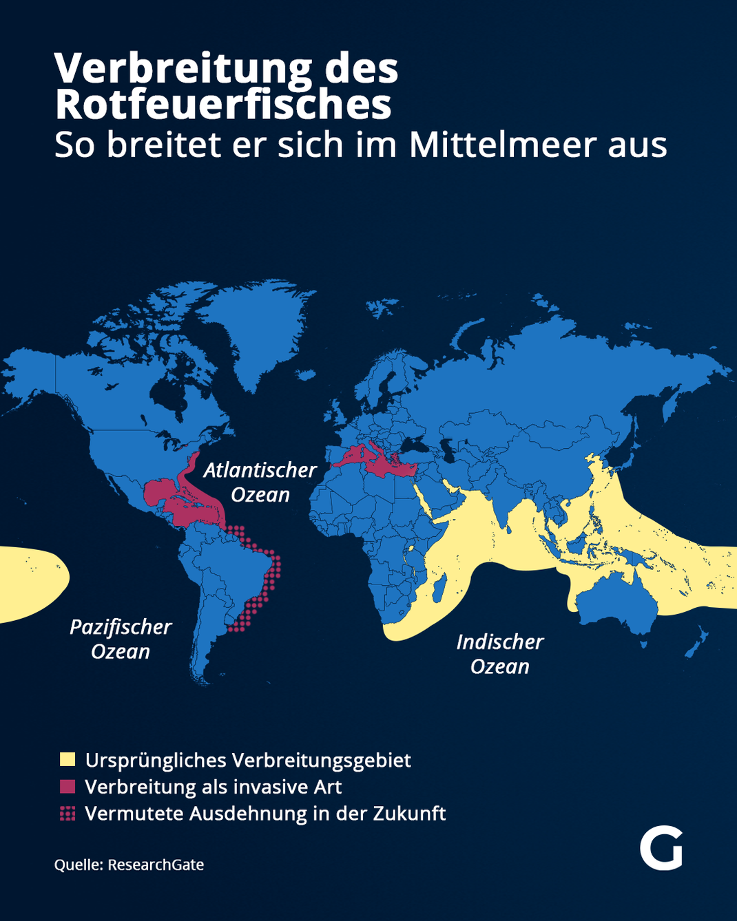 Verbreitung des Rotfeuerfisches - So breitet er sich im Mittelmeer aus