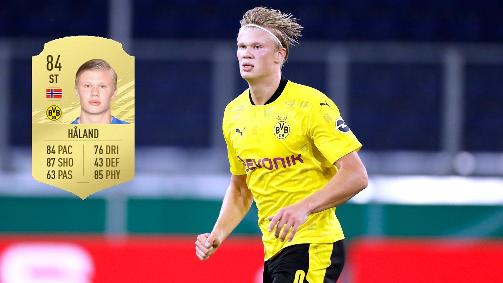 
                <strong>Erling Haaland (Borussia Dortmund)</strong><br>
                aktuelle Stärke FIFA 21: 84potentielle Stärke FIFA 21: 92
              