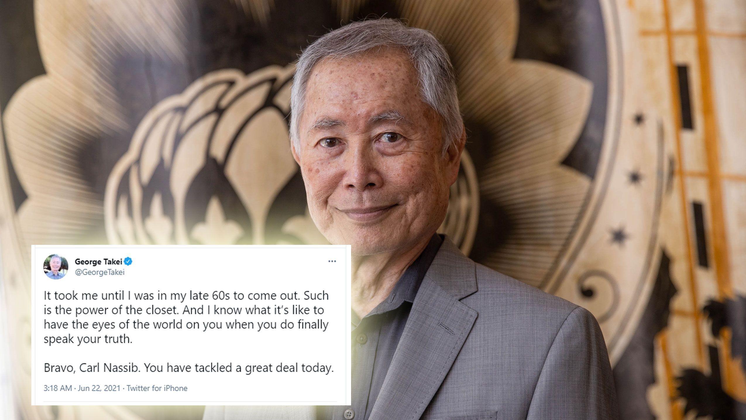 
                <strong>Glückwünsche aus dem All</strong><br>
                Sogar die Besatzung der Enterprise gratuliert Nassib zu seinem mutigen Schritt. George Takei, alias Commander Sulu, ist ebenfalls homosexuell, brauchte allerdings bis zu seinem 60. Lebensjahr, um den Mut zu finden, sich zu outen. 
              