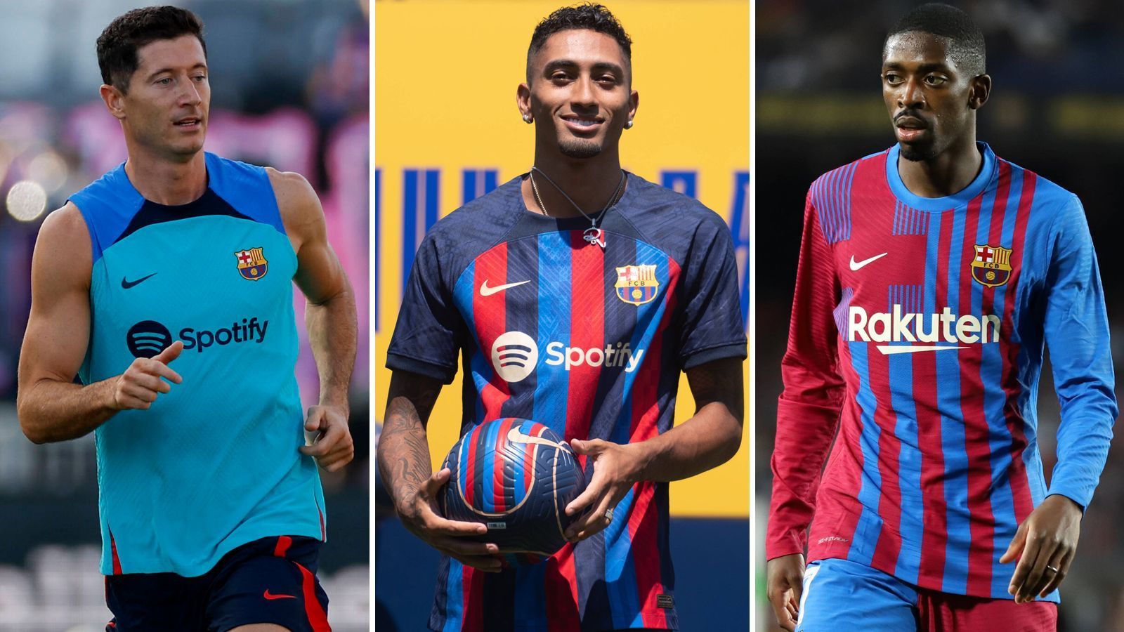 
                <strong>Die Offensivpower des FC Barcelona in der Saison 2022/23</strong><br>
                Barcelonas Trainer Xavi hat in der kommenden Saison offensiv die Qual der Wahl. Acht Angreifer - darunter Robert Lewandowski, Raphinha und Ousmane Dembele - stehen dem Coach zur Verfügung. ran wirft einen Blick auf die Offensivpower Barcas in der Saison 2022/23.
              