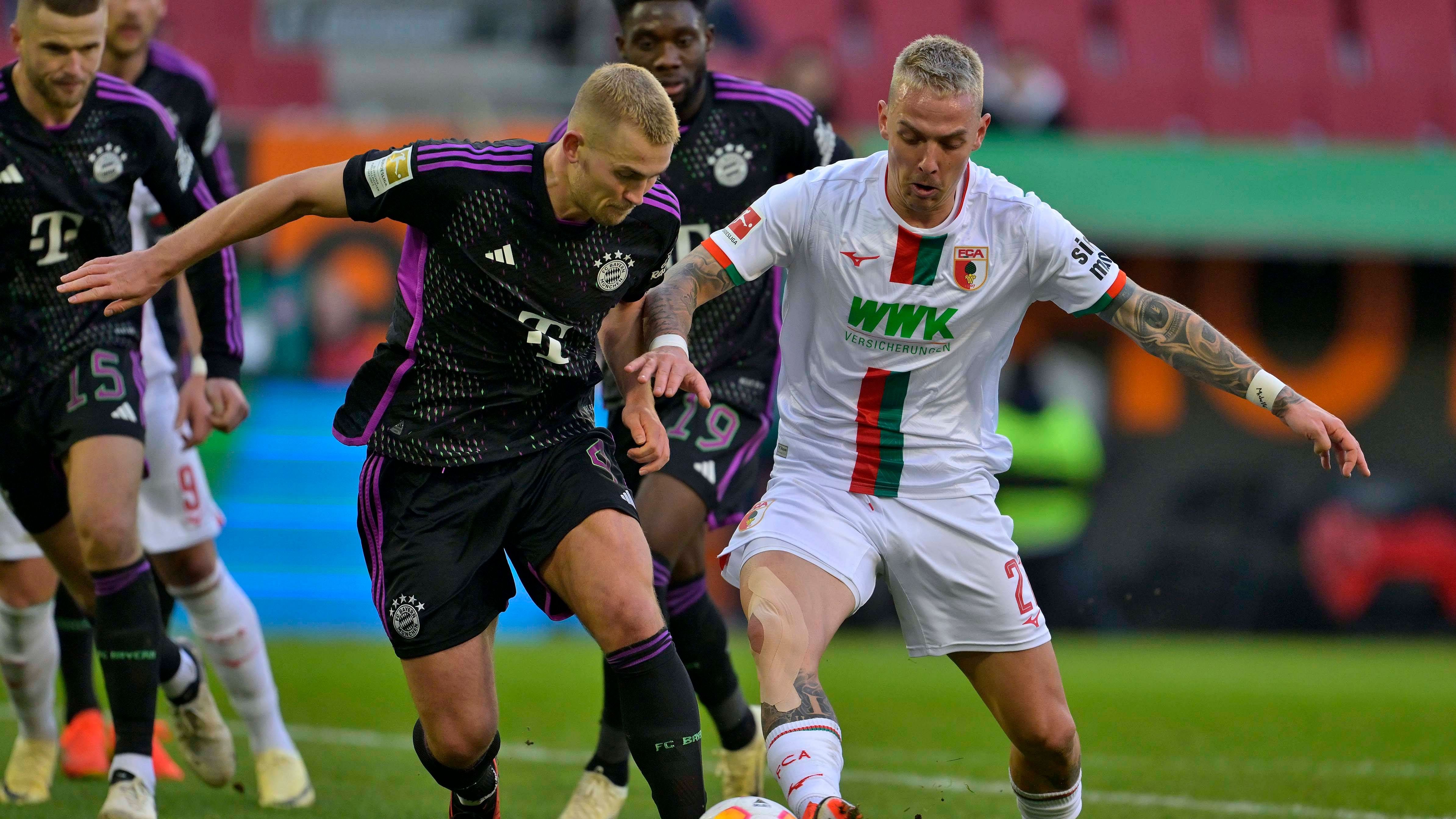 <strong>Matthijs de Ligt</strong><br>Sorgt für den ersten Aufreger, als er den Ball im Duell mit Demirovic mit der Hand abwehrt und Schiedsrichter Dingert auf Elfmeter entscheidet – den der VAR dann zurücknimmt. Wirkt danach etwas verunsichert und produziert einige Stockfehler.&nbsp;<em><strong>ran</strong></em><strong>-Note: </strong><strong>4</strong>