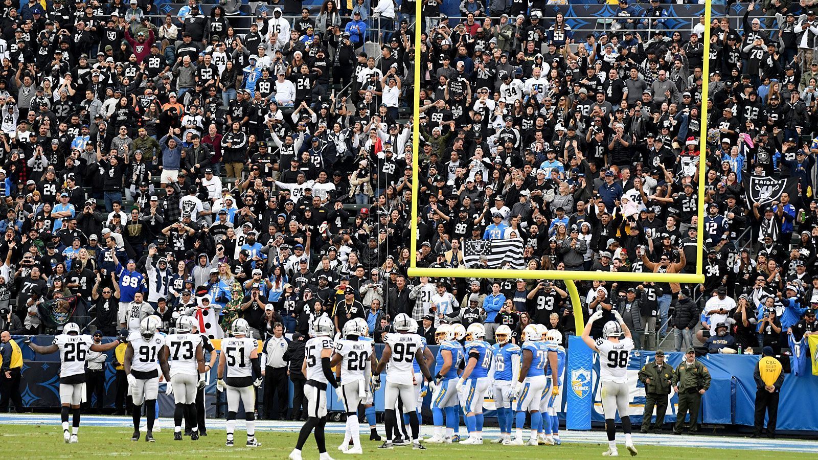 
                <strong>Verlierer: Chargers-Fans</strong><br>
                So richtig heimisch sind die Chargers in Los Angeles noch nicht geworden. Beim Heimspiel gegen die Raiders waren die Oakland-Fans klar in der Überzahl, schon beim Einlauf wurden die Chargers massiv ausgebuht. "Nach meinem Touchdown wollte ich mit den Fans feiern", erzählte Running Back Melvin Gordon: "Aber ich habe nur schwarze Trikots gesehen. Da habe ich mir gedacht: Mann, das ist kein Heimspiel!" Immerhin ziehen die Chargers zur nächsten Saison in das SoFi Stadium um. Vielleicht wird es dann besser.
              