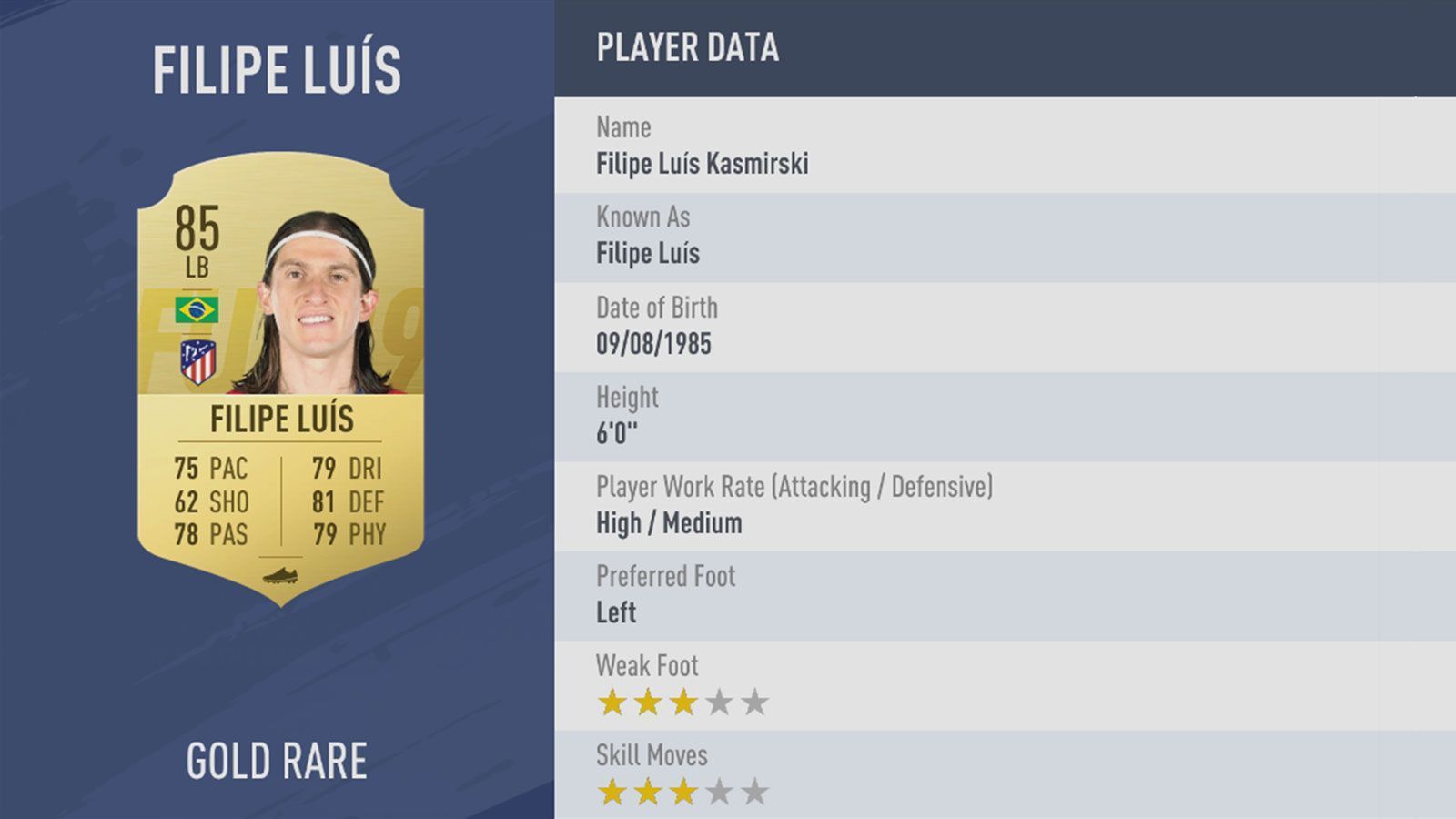 
                <strong>Platz 89: Filipe Luis</strong><br>
                Verein: Atletico MadridRating: 85
              