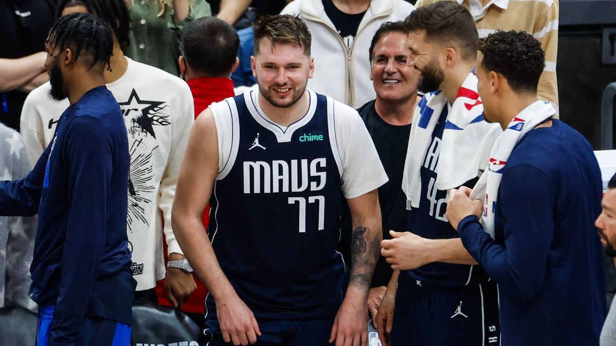 May 1, 2024, Los Angeles, California, United States: Dallas Mavericks Luka Doncic 77 watches from the bench during an NBA, Basketball Herren, USA basketball playoffs round one game 5 against the Lo...