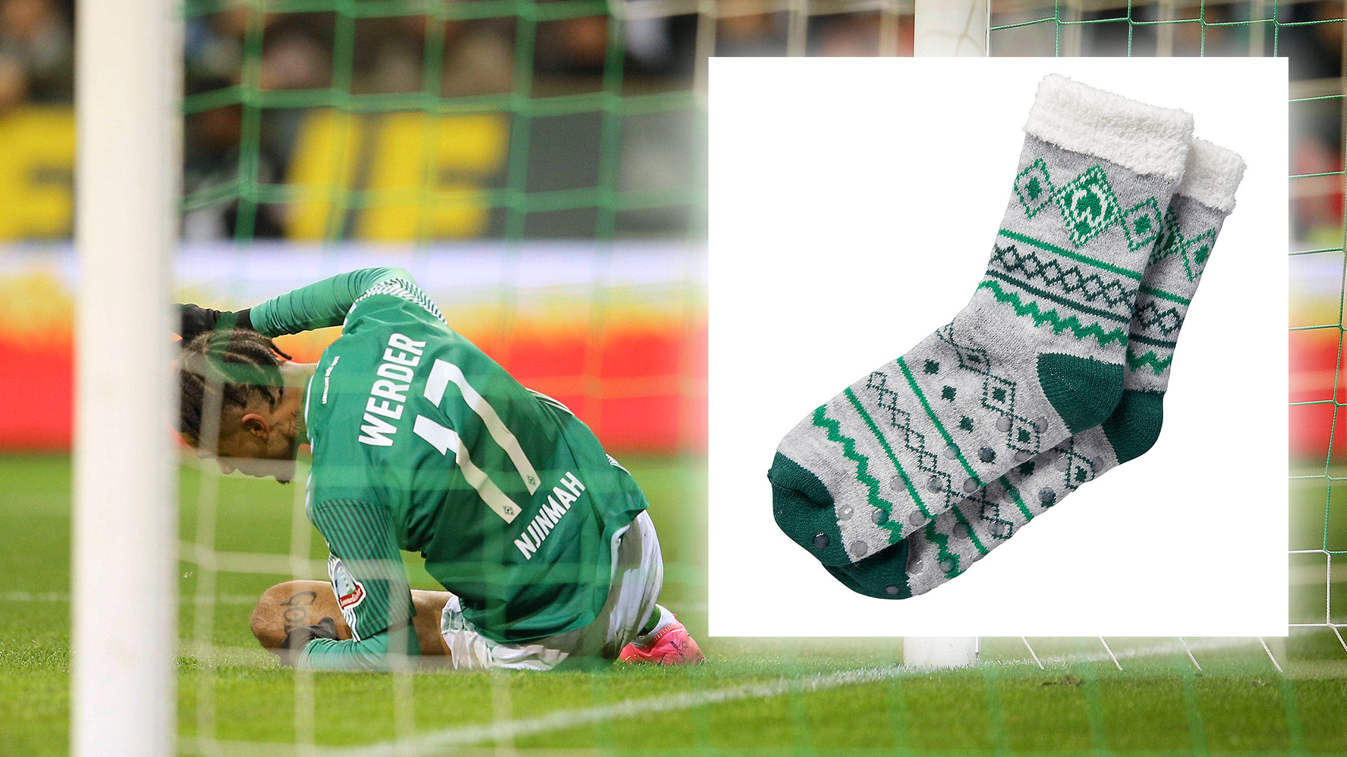<strong>Werder Bremen</strong><br>Schlechte Nachrichten für alle weihnachtsverrückten Bremer und Bremerinnen: Werder bietet im Fanshop keinen Ugly Christmas Sweater an. Als kleinen Trost gibt es zumindest Kuschelsocken im Weihnachtslook.&nbsp;
