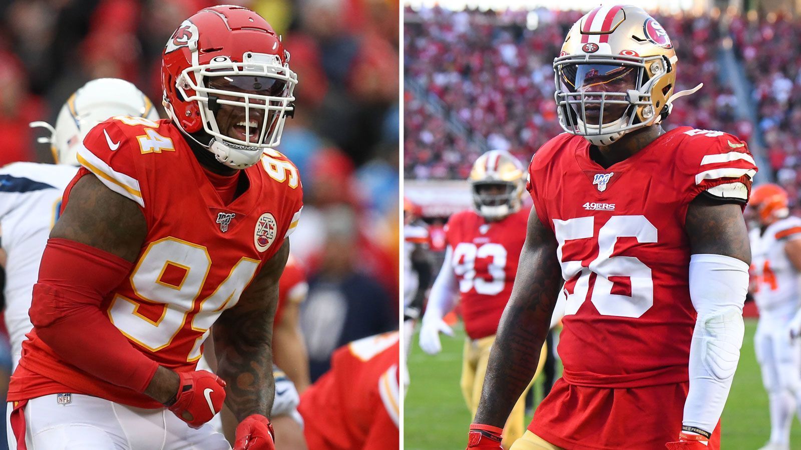 
                <strong>Linebacker im Head-to-Head-Vergleich</strong><br>
                In der Zentrale der Defense behaupten sich die 49ers klar. Der wiedergenesene Kwon Alexander, Shooting Star Fred Warner und Dre Greenlaw komplettieren die starke Defensive Line und bilden so eine der athletischsten "Front Sevens" der NFL. Warner (118) und Greenlaw (94) kommen zusammen auf über 200 Tackles und ließen im Laufspiel über weite Strecken der Saison wenig zu. Auch im Passspiel wissen die Linebacker zu überzeugen: Alle drei Starter haben mindestens eine Interception auf dem Konto, Warner gelangen als Blitzer sogar drei Sacks. Zudem verteidigten sie zusammen 15 Pässe. KC hat auf der Linebacker-Position eine ihrer größten Schwachstellen: Anthony Hitchens hat seine besten Zeiten hinter sich und ist sowohl im Laufspiel als auch im Passspiel meist einen Schritt zu spät. Damien Wilson und Ben Niemann rotieren hinter Hitchens und kommen nur selten zum Einsatz, da die Chiefs häufig mindestens fünf Defensive Backs einsetzen. Die Niners gehen somit 5:4 in Führung.
              