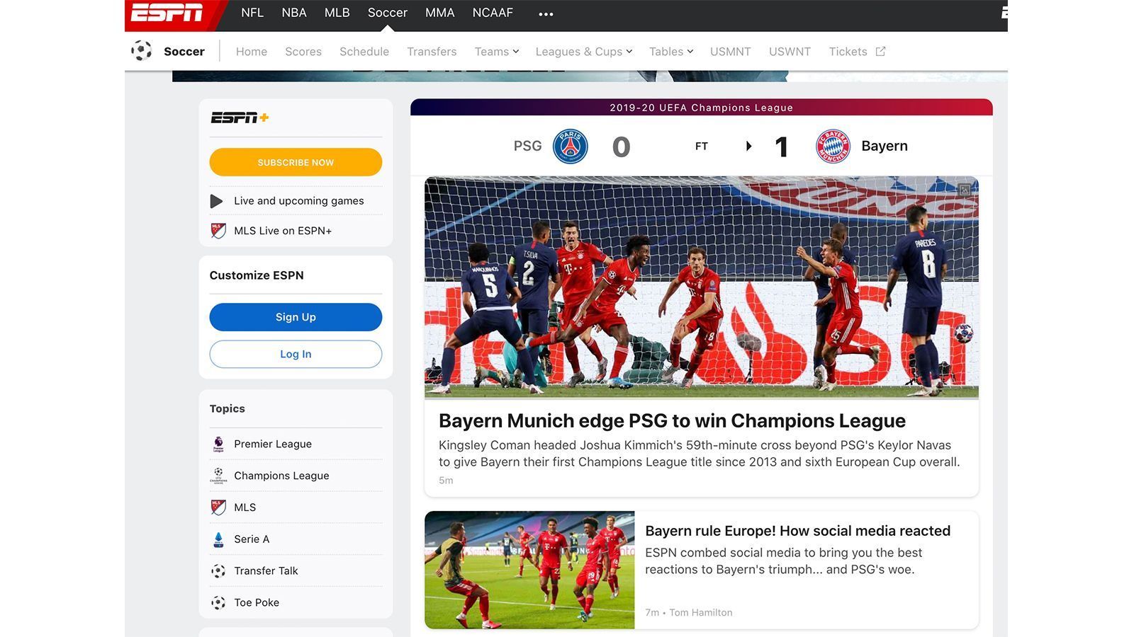 
                <strong>USA</strong><br>
                ESPN: Bayern schlägt PSG und gewinnt die Champions League
              