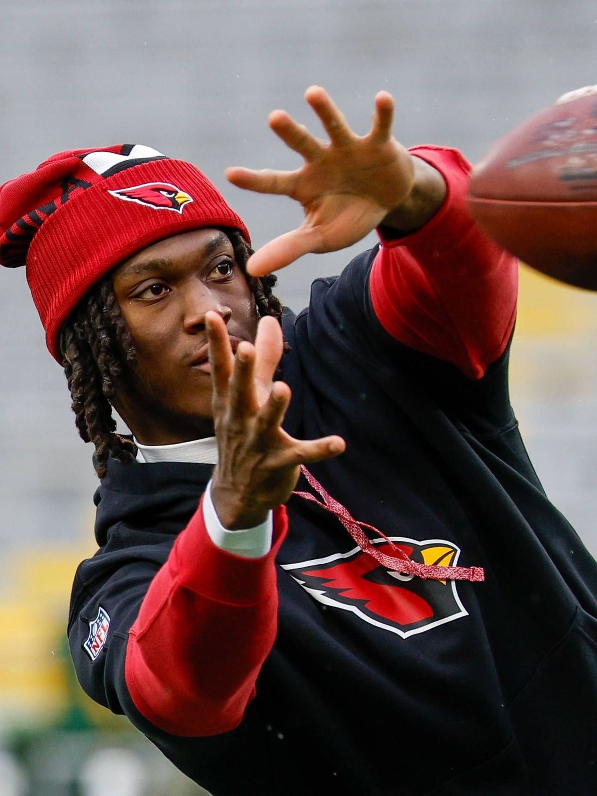 October 13, 2024: Arizona Cardinals wide receiver Marvin Harrison Jr. (18) warming up before the NFL, American Football Herren, USA football game between the Arizona Cardinals and the Green Bay Pac...