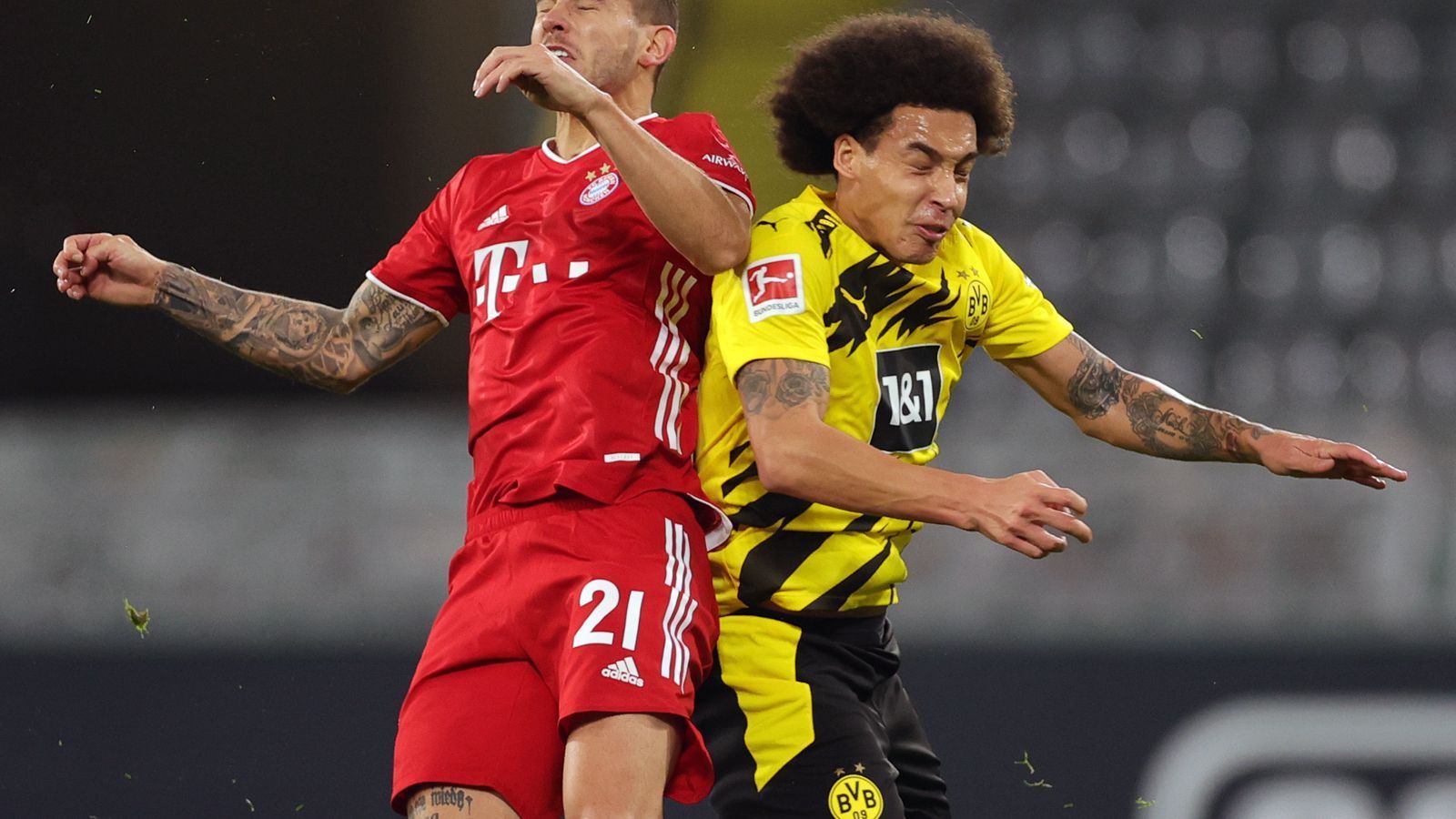 
                <strong>Axel Witsel (Borussia Dortmund)</strong><br>
                Dem eigentlichen Balljäger bietet sich die ersten Schusschance, doch er verzieht von der Strafraumgrenze. Auffällig: Witsel rückt bei langen Bällen schnell nach, ansonsten macht er die Räume in der eigenen Hälfte dicht. Nach Sancho-Flanke setzt der belgische Routinier den Ball volley aus spitzem Winkel am Tor vorbei. Witsel geht jederzeit voran. ran-Note: 2
              