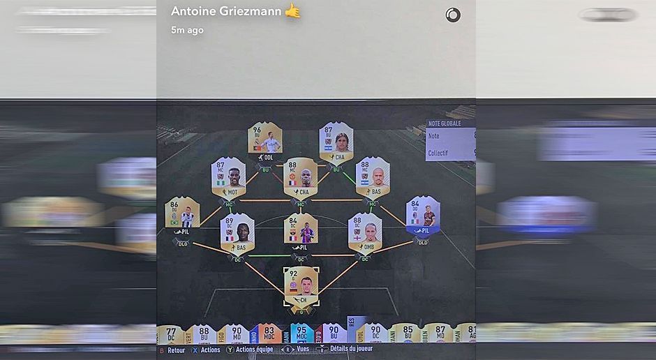 
                <strong>Antoine Griezmanns Ultimate Team</strong><br>
                Hier nochmal der Snapchat-Screenshot von Antoine Griezmanns Ultimate Team in FIFA 17.
              