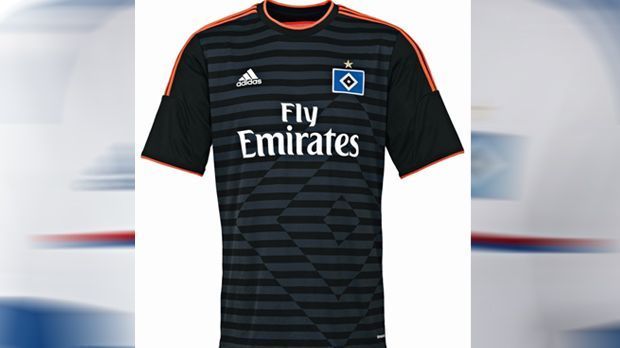 
                <strong>Das neue Ausweichtrikot des Hamburger SV</strong><br>
                Falls zwei Trikotsätze nicht genügen, kommt in der nächsten Saison dieses Ausweichtrikot zum Einsatz. Auffallend: Die in das schwarze Muster eingearbeitete Raute.
              