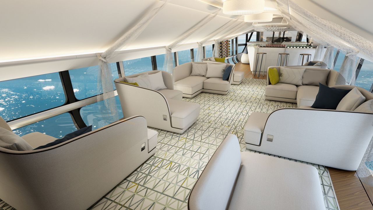 Luxus: Es gibt auch verschiedene Modelle, die zeigen, wie ein luxuriöses Flugambiente einmal aussehen könnte. Dieses hier zeigt eine bequeme Lounge-Ecke an Bord. An einigen Stellen sind sogar Glasböden angedacht. 