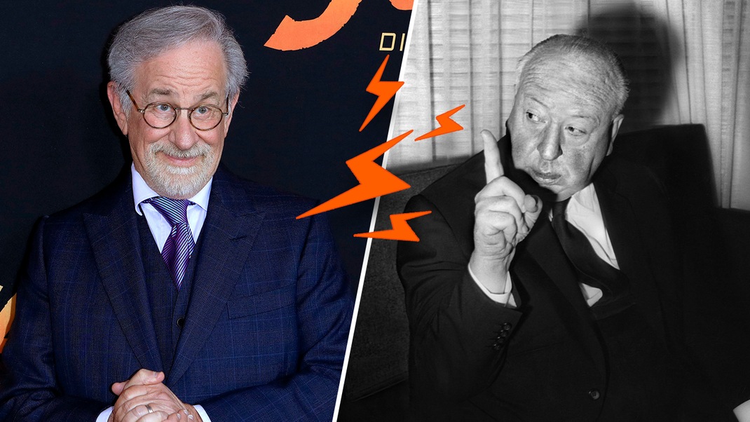 Steven Spielberg (links) wurde von seinem großen Idol Alfred Hitchcock mehrfach abgewiesen - aus bizarren Gründen.