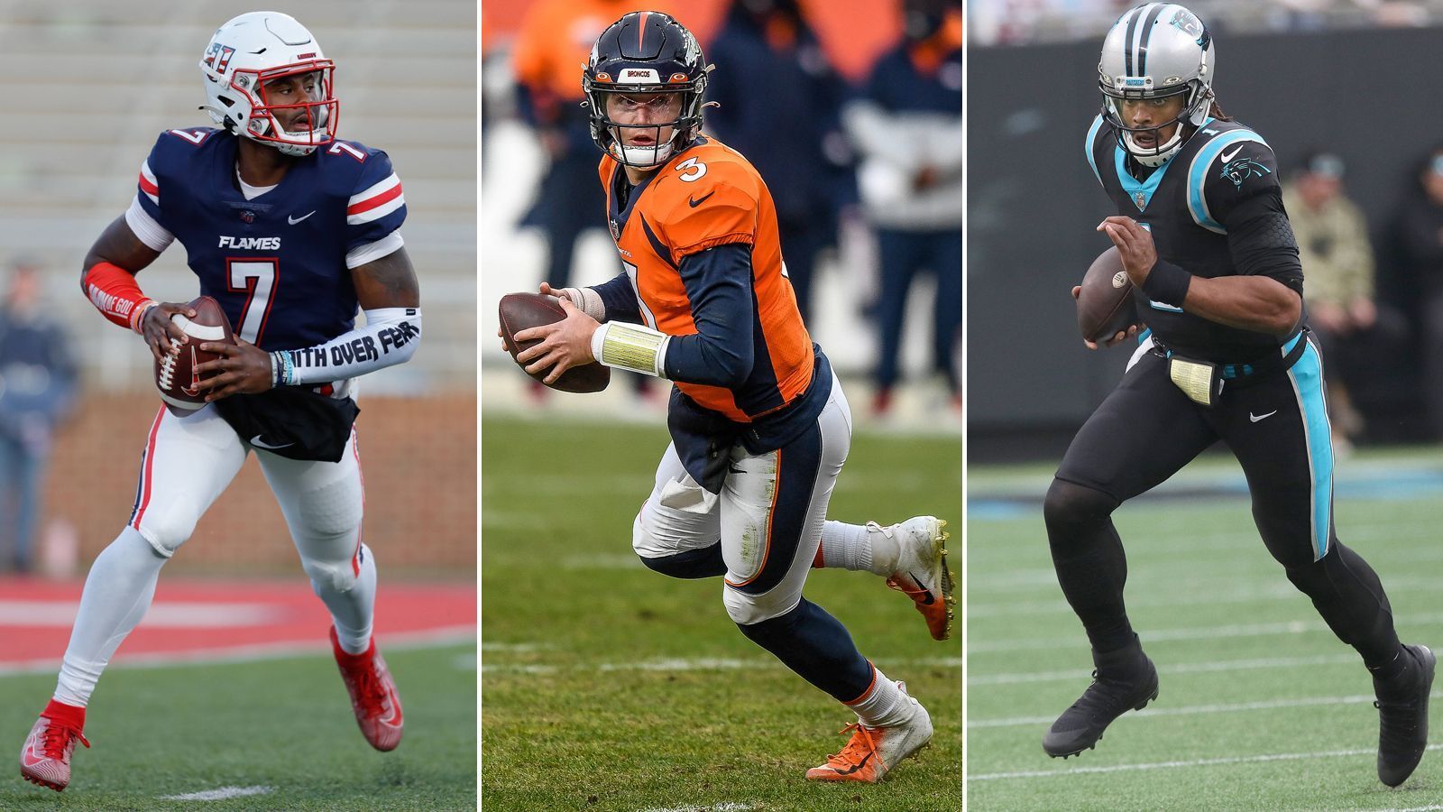 
                <strong>Wer schließt bei den Seahawks die Quarterback-Lücke?</strong><br>
                Nach dem Monster-Trade von Russell Wilson zu den Denver Broncos ist bei den Seattle Seahawks eine Lücke auf der Quarterback-Position entstanden. Die Franchise hat angeküdigt, sich neu aufzustellen und befindet sich somit mitten im "Rebuild-Prozess". Nun stellt sich die Frage, für welche Lösung sie sich auf der Spielmacher-Position entscheiden. Wird es Drew Lock (Mitte), der neue Mann aus den eigenen Reihen, Malik Willis (links), ein junger Quarterback aus dem Draft oder Free Agent Cam Newton (rechts)? ran zeigt euch die potenziellen Wilson-Nachfolger.
              