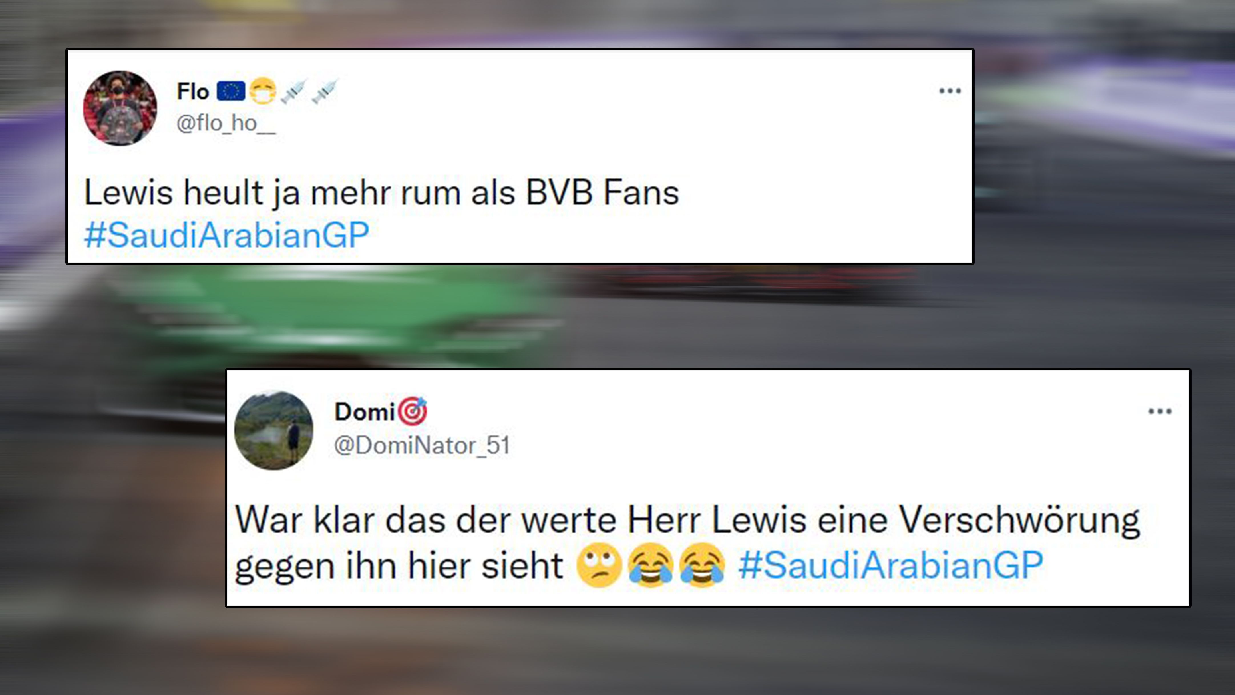 
                <strong>Lewis Hamilton is not amused</strong><br>
                Ganz anders natürlich Lewis Hamilton ... 
              