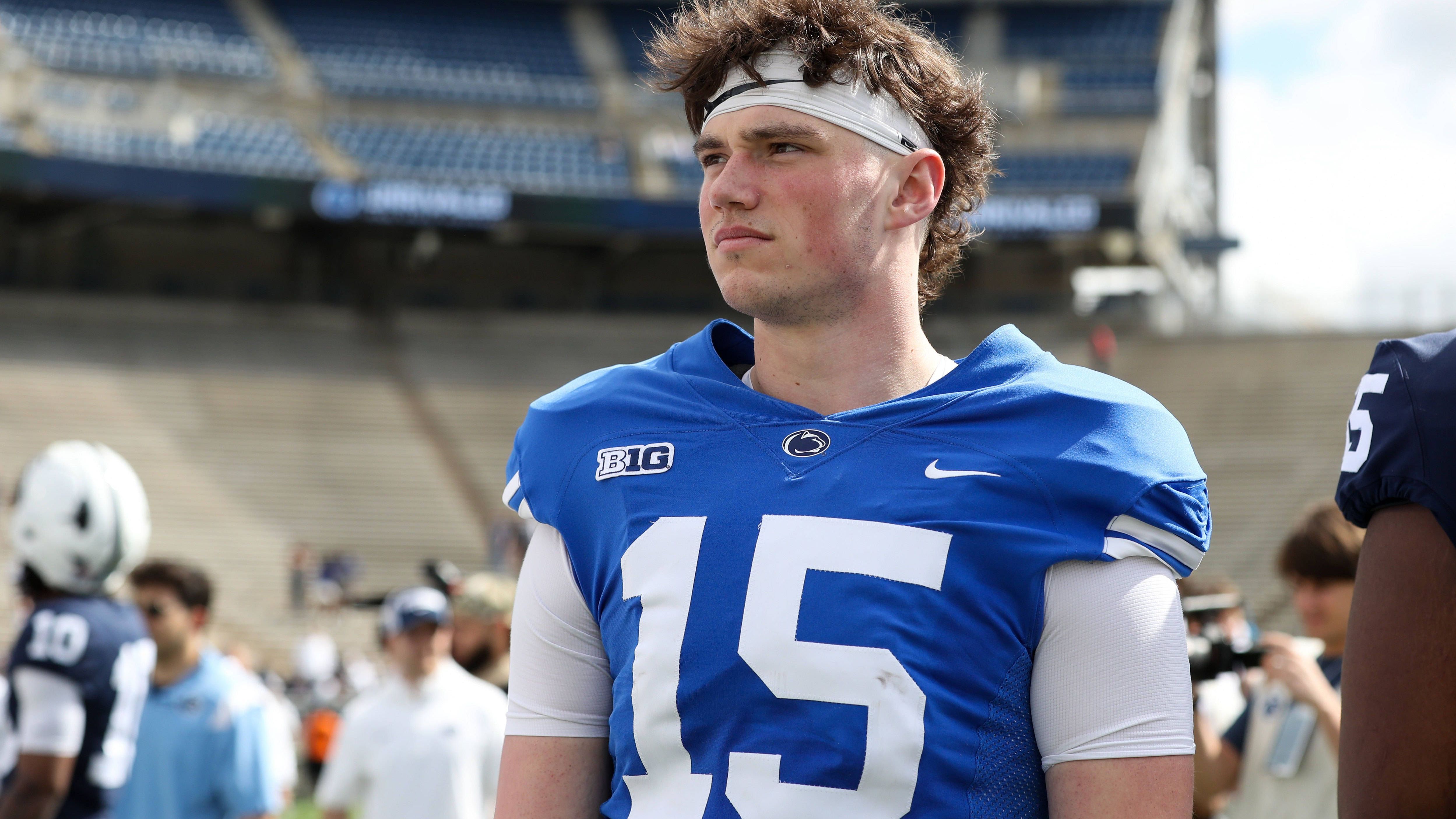 <strong>Drew Allar (Penn State)</strong><br>Allar ist 1,96 Meter groß und wiegt knapp 110 Kilogramm. Mit seinem Wurfarm kann er Raketen zünden, er ist der Prototyp eines starken Pocket-Passers. Allars Würfe müssen noch präziser werden, auch in anderen Bereichen hat er noch Luft nach oben. Aber es steht außer Frage, dass er das Zeug zu einem starken NFL-Quarterback hat.