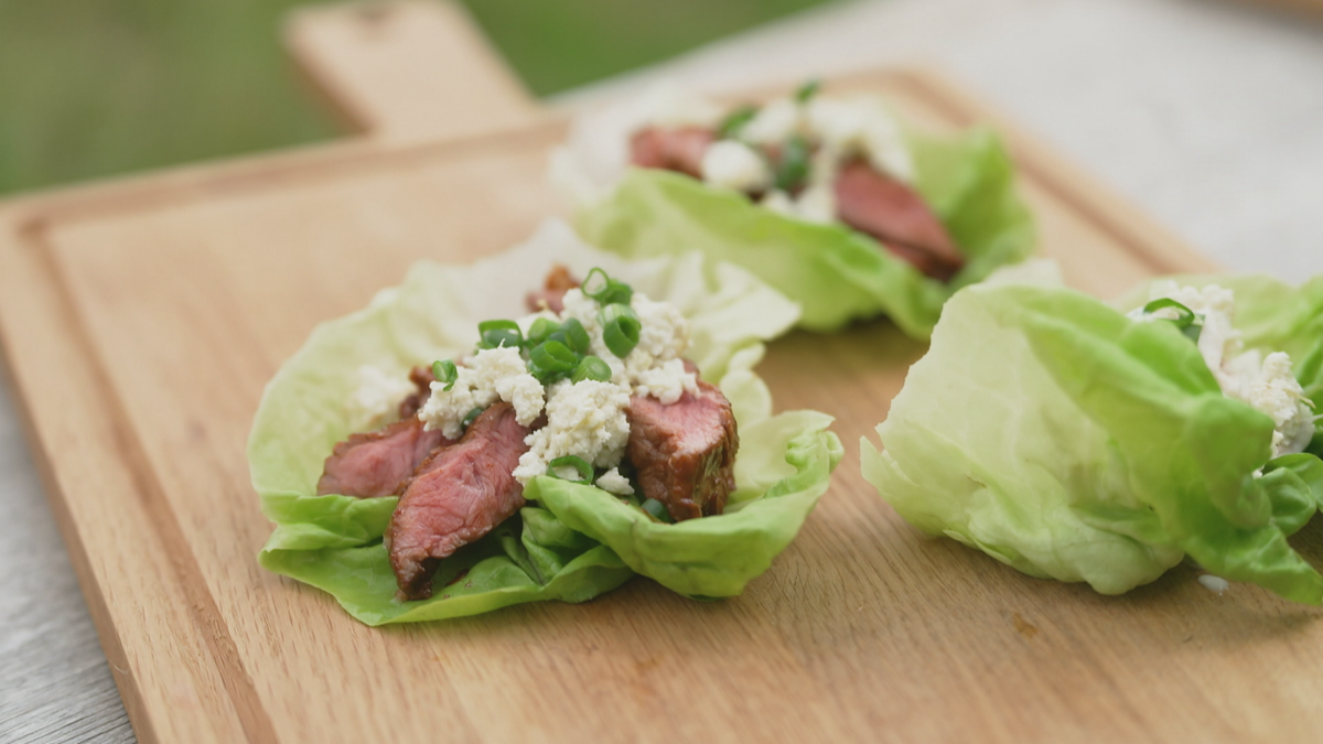 Low-Carb Tacos mit Egli aus dem Heu und "Spidersteak"