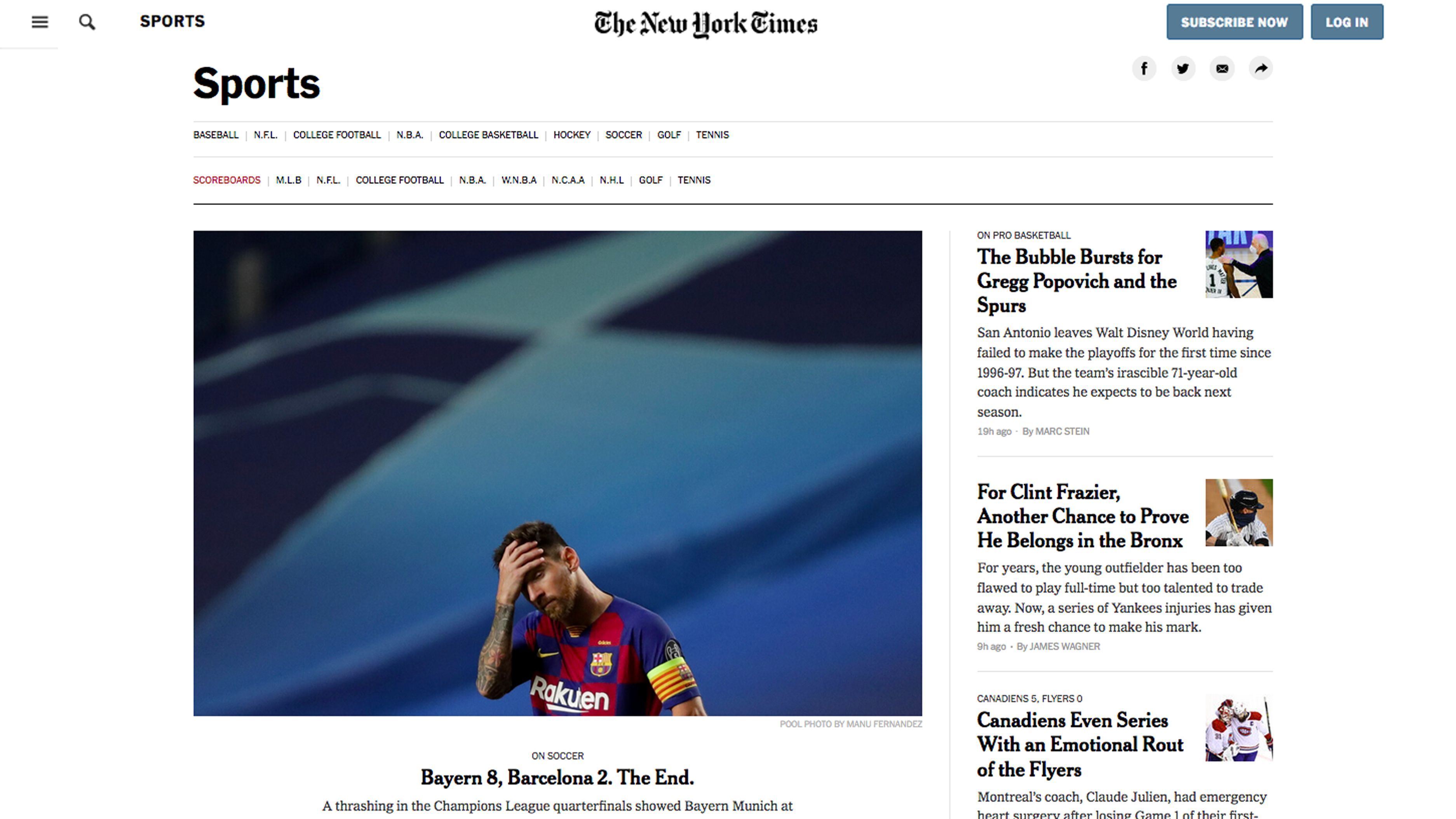 
                <strong>USA</strong><br>
                New York Times: Bayern 8, Barcelona 2. Ende.
              