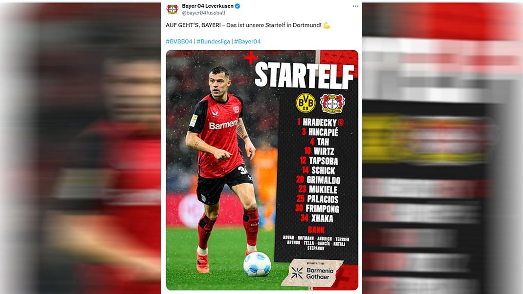 Bayer Leverkusen postete zunächst die falsche Startaufstellung mit Florian Wirtz.