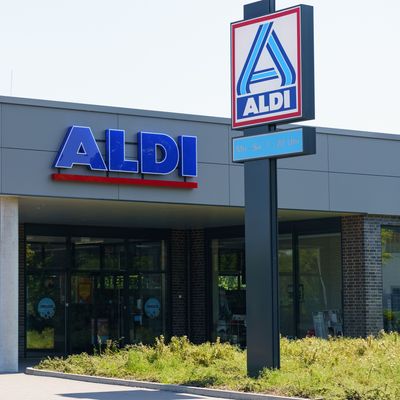 View of a ALDI supermarket in a German city.