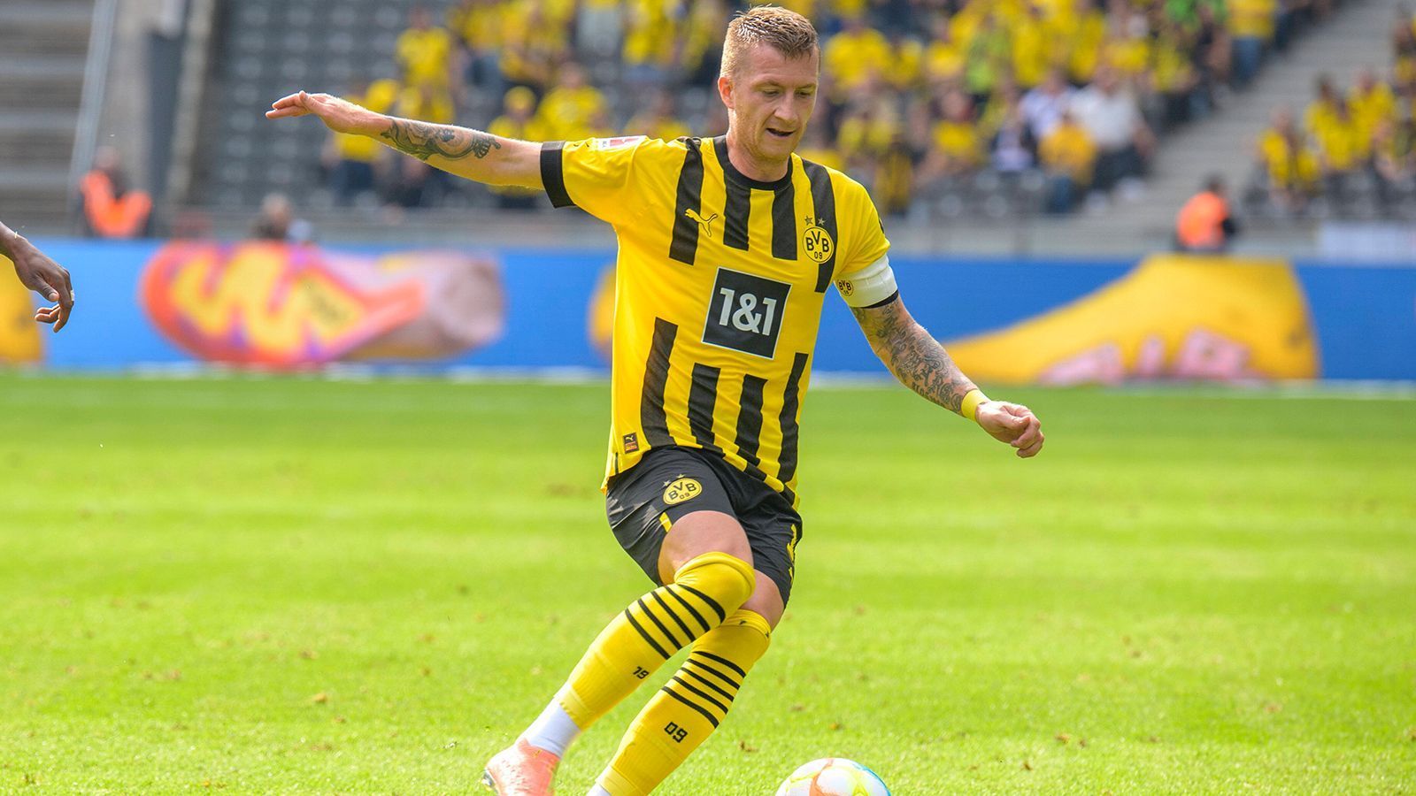 
                <strong>Linksaußen: Marco Reus </strong><br>
                Für Dortmund-Fans gibt es  auch hier keine zwei Meinungen: Marco Reus muss in die beste Elf. Der Kapitän ist momentan immer noch unverzichtbar für den BVB.  Vor der Saison 2012/2013 wechselte er von der anderen Borussia – Borussia Mönchengladbach – zum Jugendklub aus Dortmund. Der 33-Jährige, der in seiner Karriere viele Verletzungen überstehen musste, steht bislang bei 259 Bundesliga-Einsätzen.
              